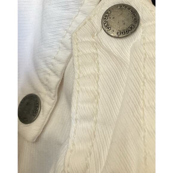 American Eagle Vintage 2012 White Moto Jacket Women’s Small Denim Biker Style - Picture 6 of 9